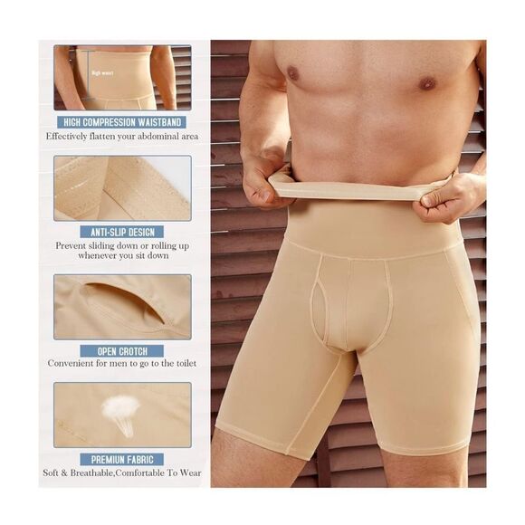 NEW Men Short High Waist Slimming Compression Shapewear 2X - Picture 2 of 3